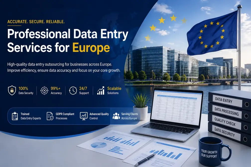 Professional data entry services banner for European businesses