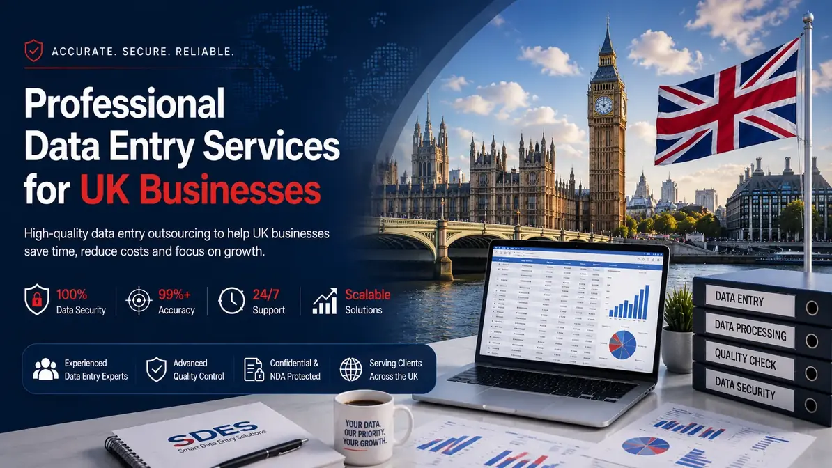 Professional data entry services banner for UK businesses