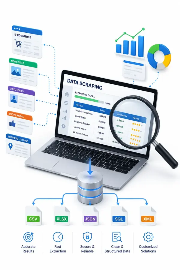 Shri Data Entry Services team working on Data Scraping Services projects