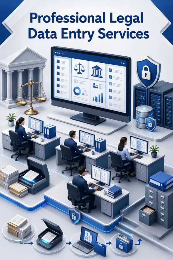 Shri Data Entry Services team working on Legal Data Entry Services projects