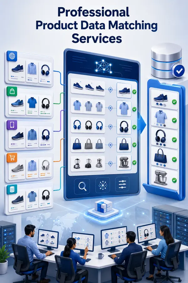 Shri Data Entry Services team working on Product Data Matching Services projects