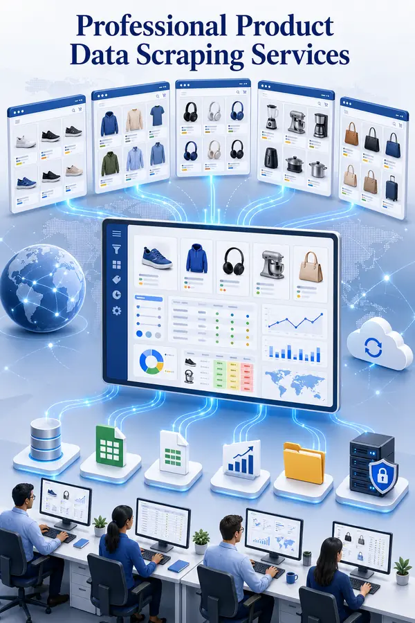 Shri Data Entry Services team working on Product Data Scraping Services projects