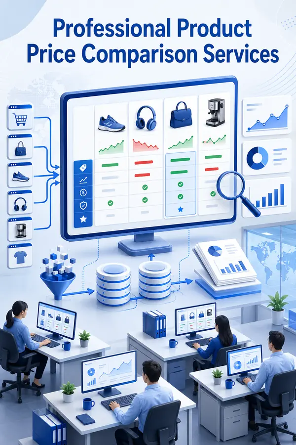 Shri Data Entry Services team working on Product Price Comparison Services projects