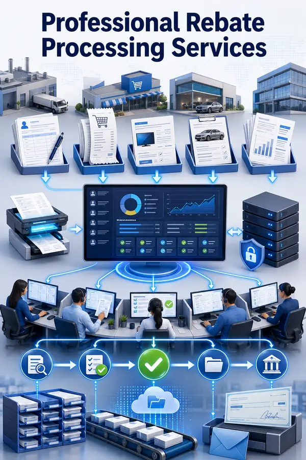 Shri Data Entry Services team working on Rebate Processing Services projects
