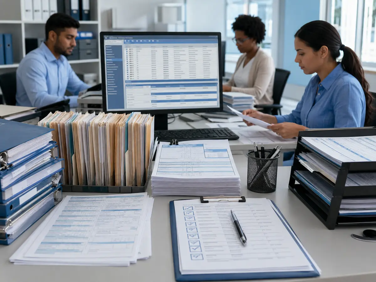 Shri Data Entry Services team working on Administrative Data Entry Services projects