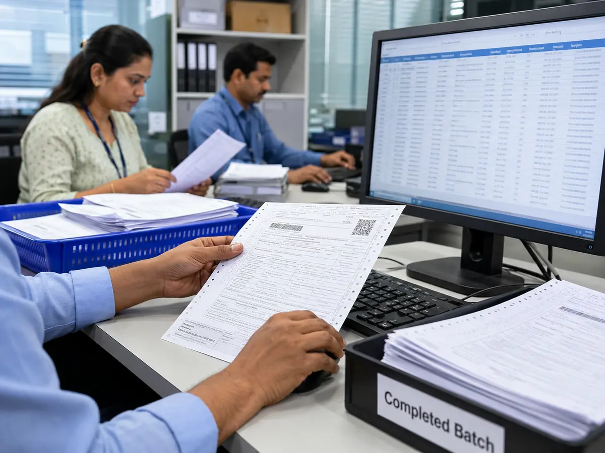 Shri Data Entry Services team working on Data Entry Services projects