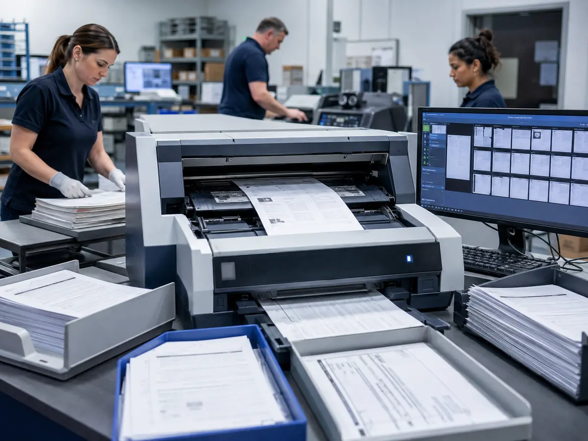 Shri Data Entry Services team working on Document Scanning Services projects