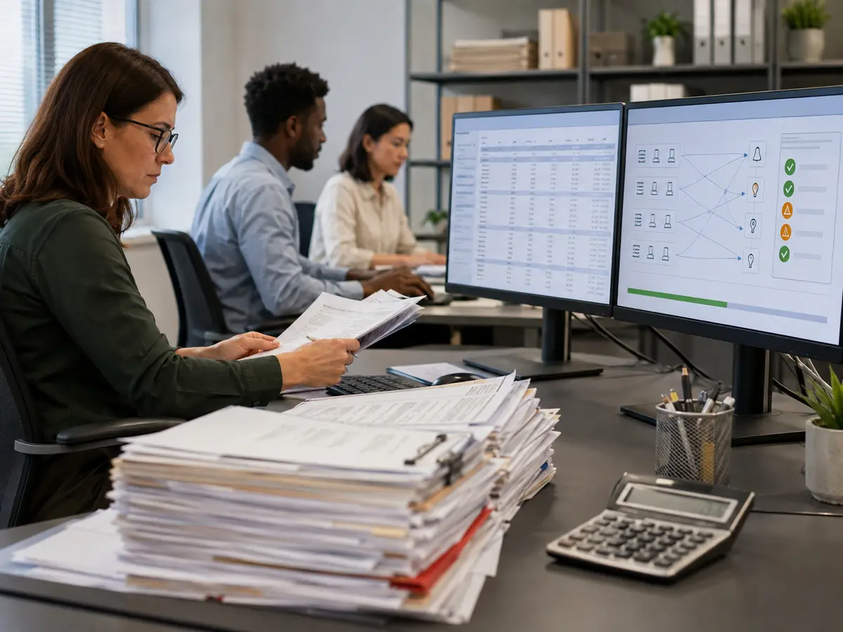 Shri Data Entry Services team working on Invoice Processing Services projects