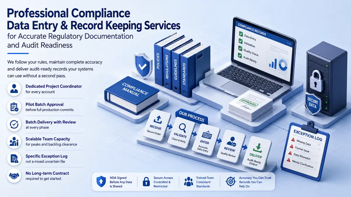 Compliance Data Entry and Record Keeping Services workflow and quality review