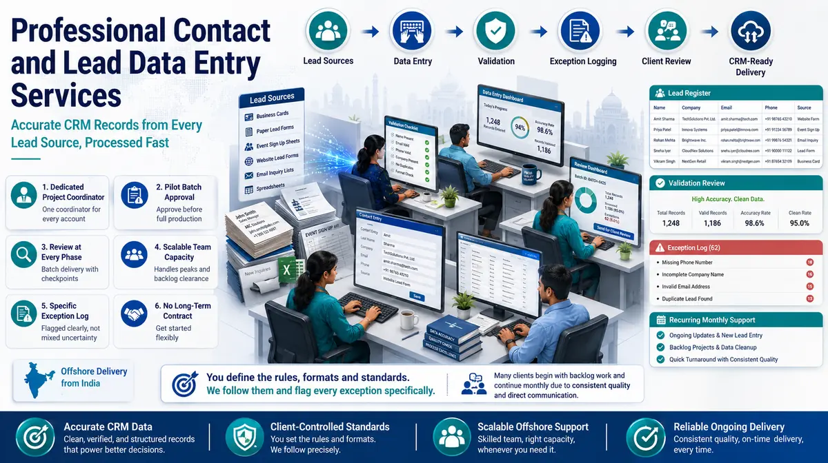 Contact and Lead Data Entry Services workflow and quality review