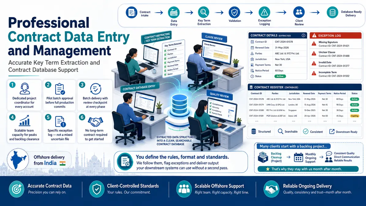 Contract Data Entry and Management Services workflow and quality review