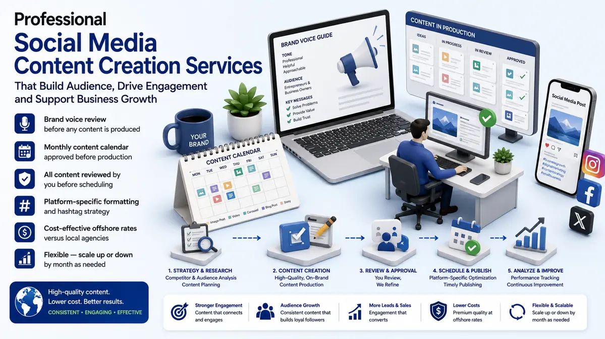 Social Media Content Creation Services workflow and quality review
