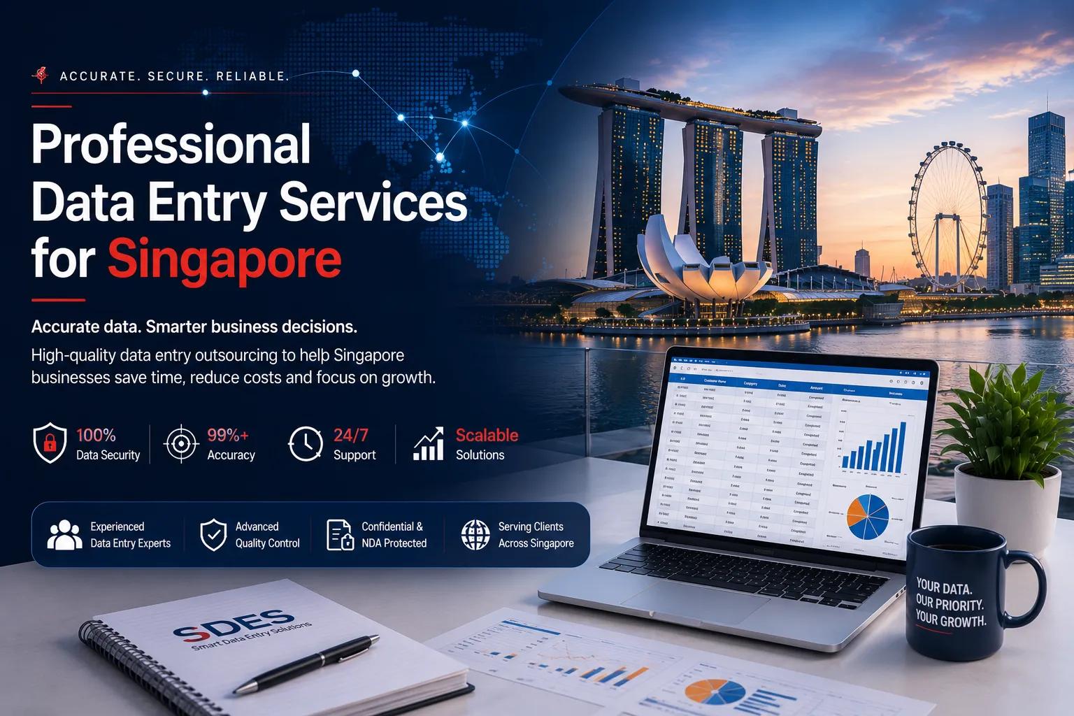 Professional data entry services banner for Singapore businesses