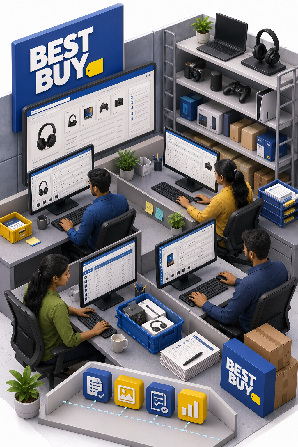 Shri Data Entry Services team working on Best Buy Product Data Entry Services projects