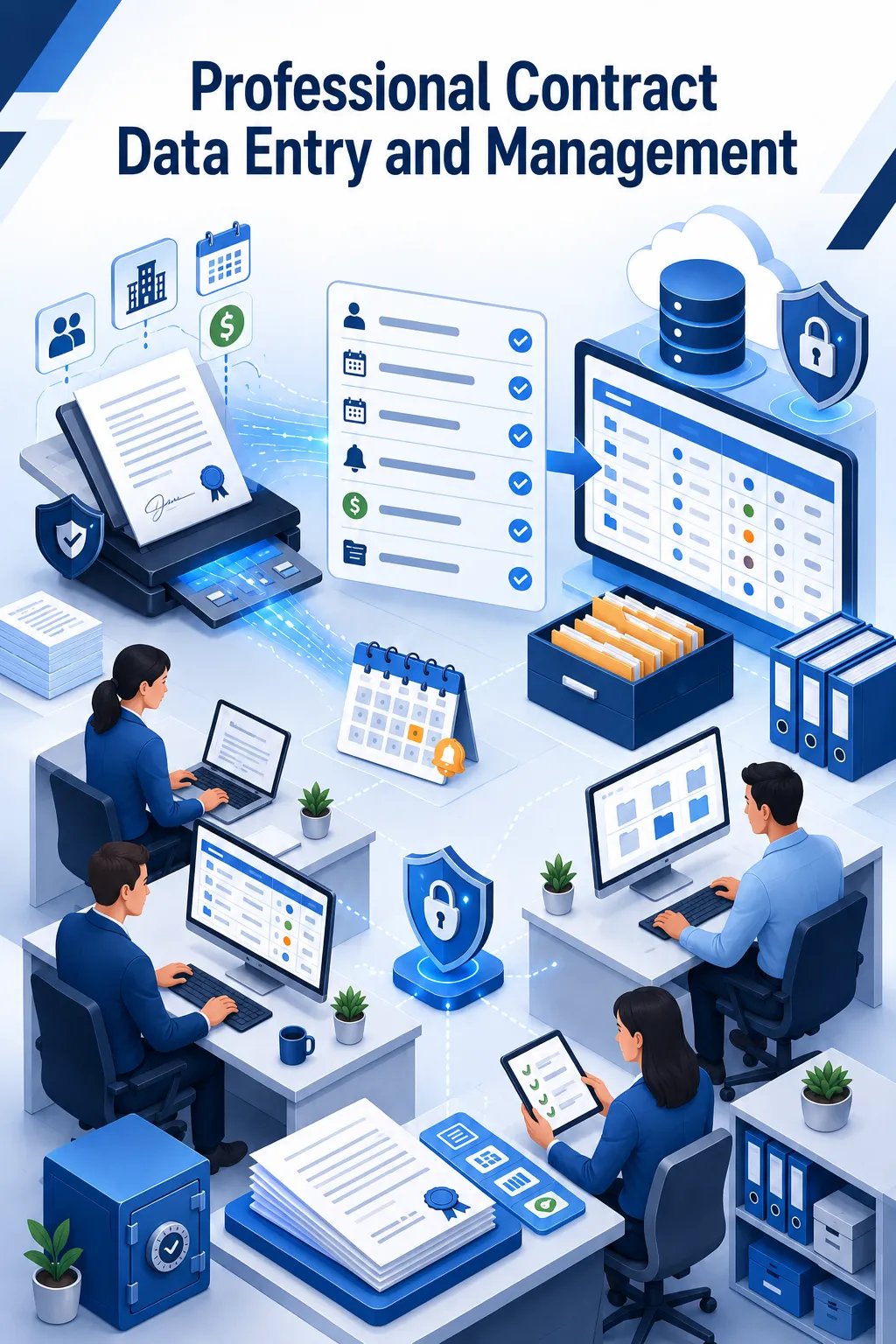 Shri Data Entry Services team working on Contract Data Entry and Management Services projects