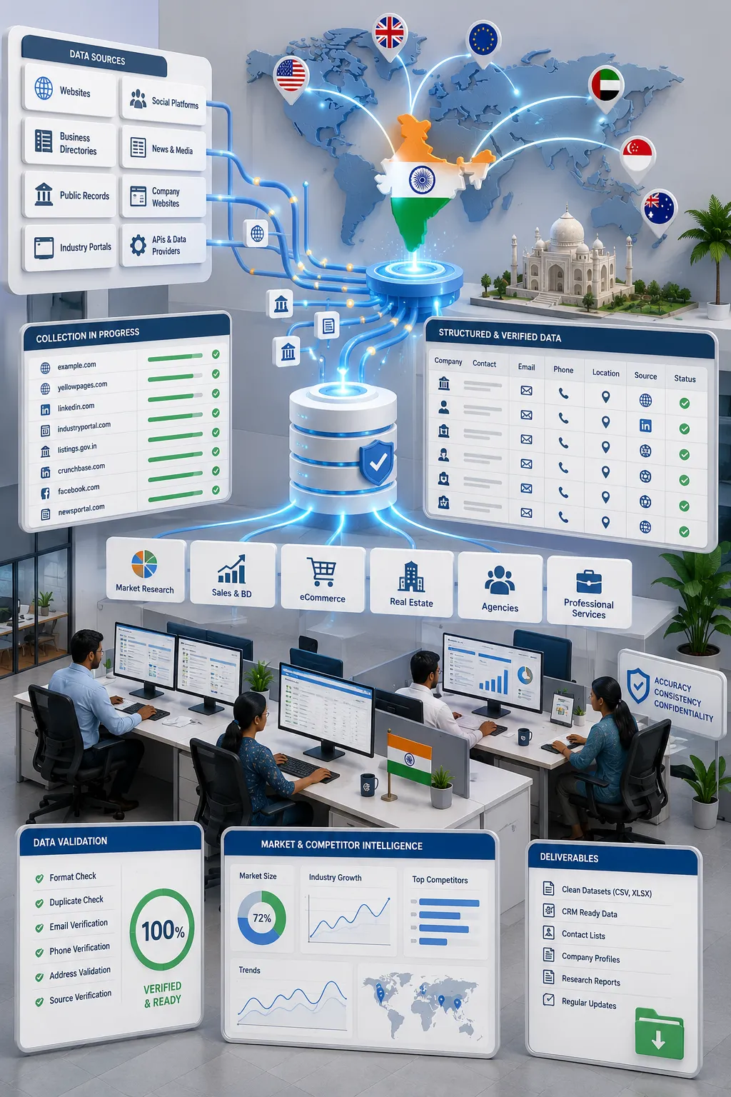 Shri Data Entry Services team working on Data Collection Services projects