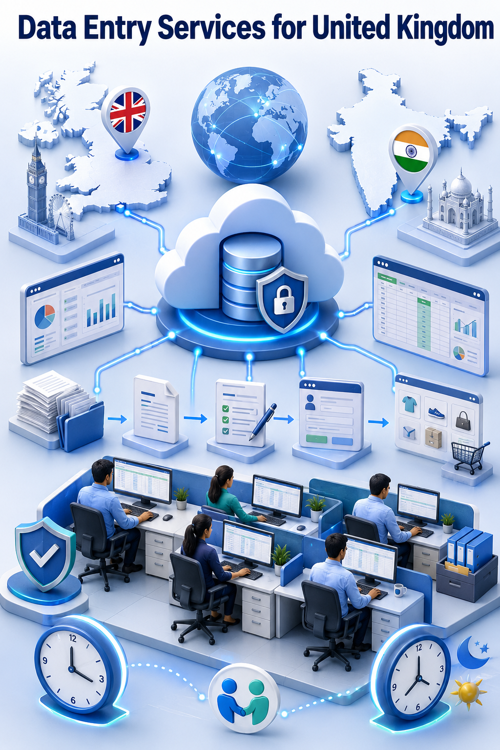 Shri Data Entry Services team working on Data Entry Services United Kingdom projects