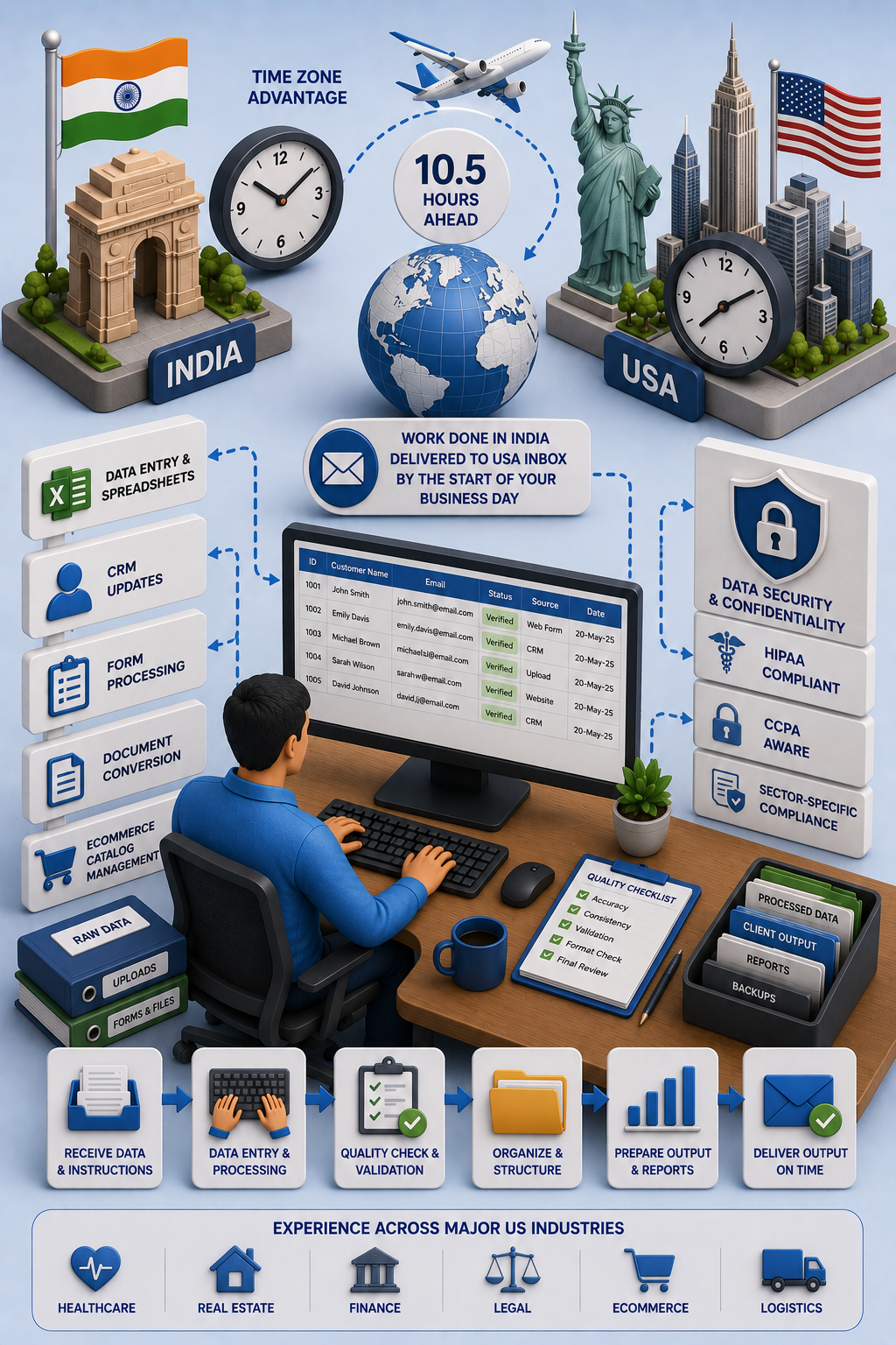 Shri Data Entry Services team working on Data Entry Services USA projects