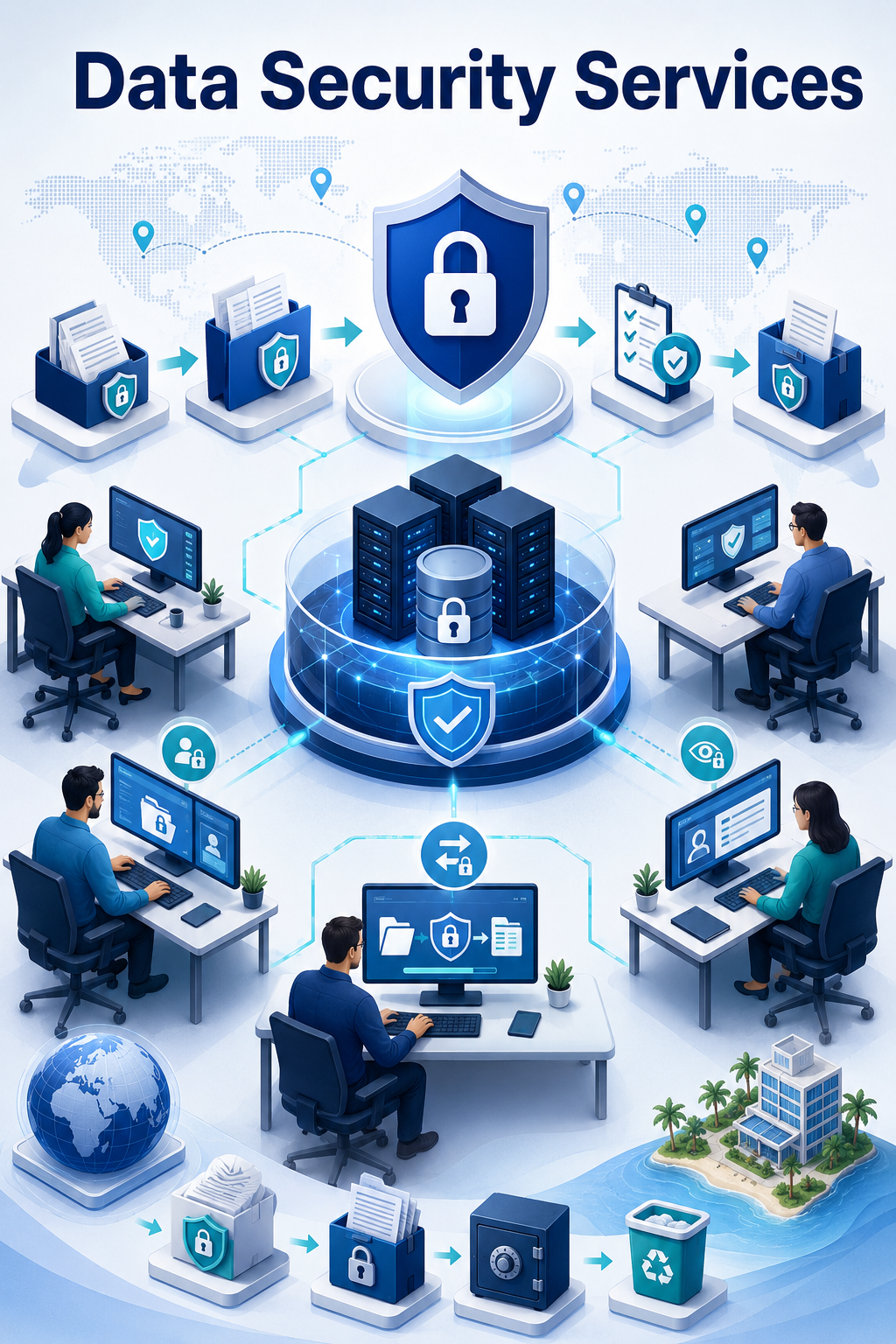 Shri Data Entry Services team working on Data Security Practices at SDES projects