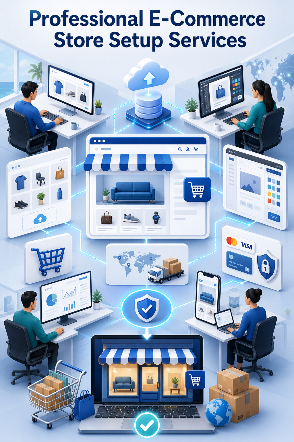 Shri Data Entry Services team working on E-Commerce Store Setup Services projects