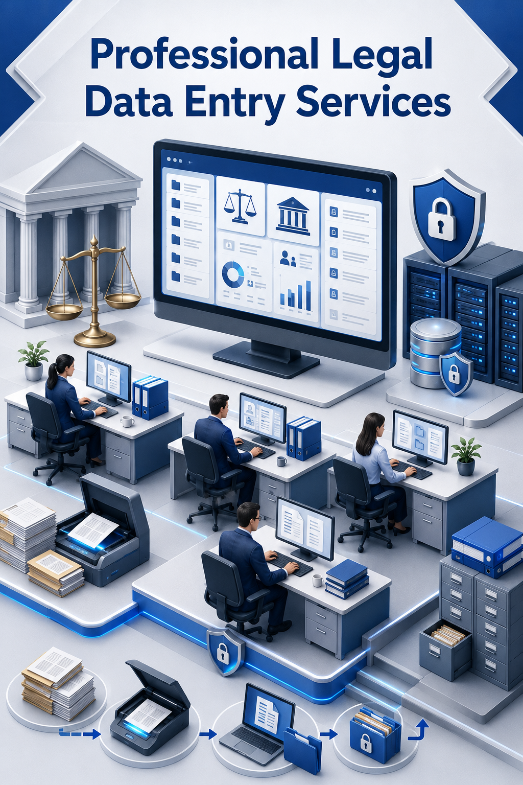 Shri Data Entry Services team working on Legal Data Entry Services projects