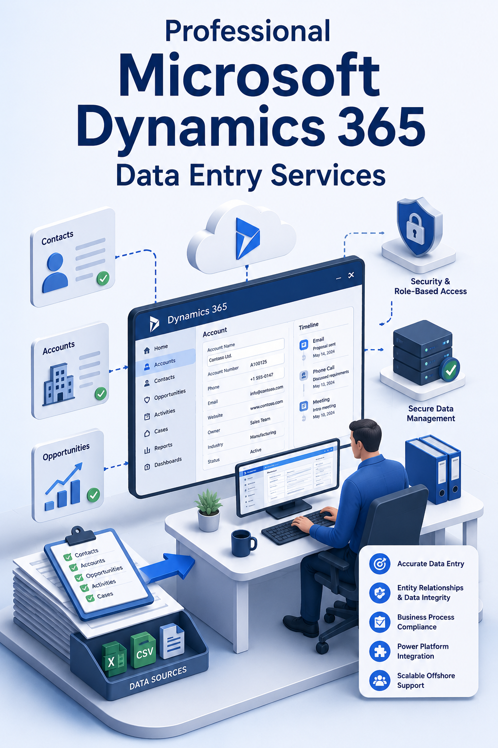 Shri Data Entry Services team working on Microsoft Dynamics 365 Data Entry Services projects