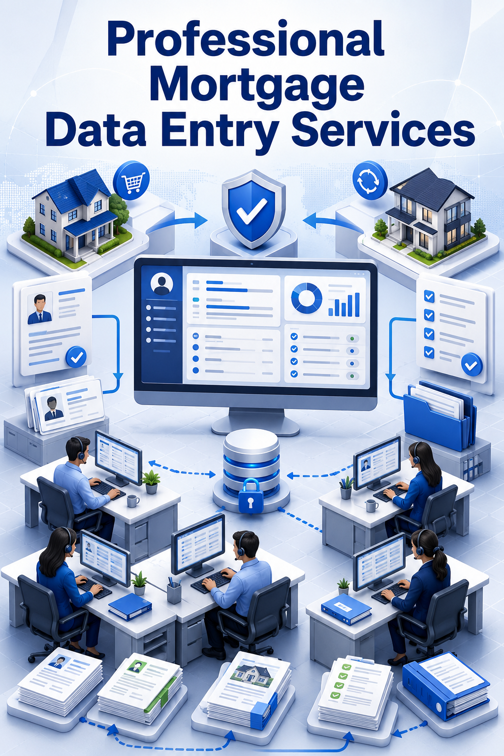 Shri Data Entry Services team working on Mortgage Data Entry Services projects