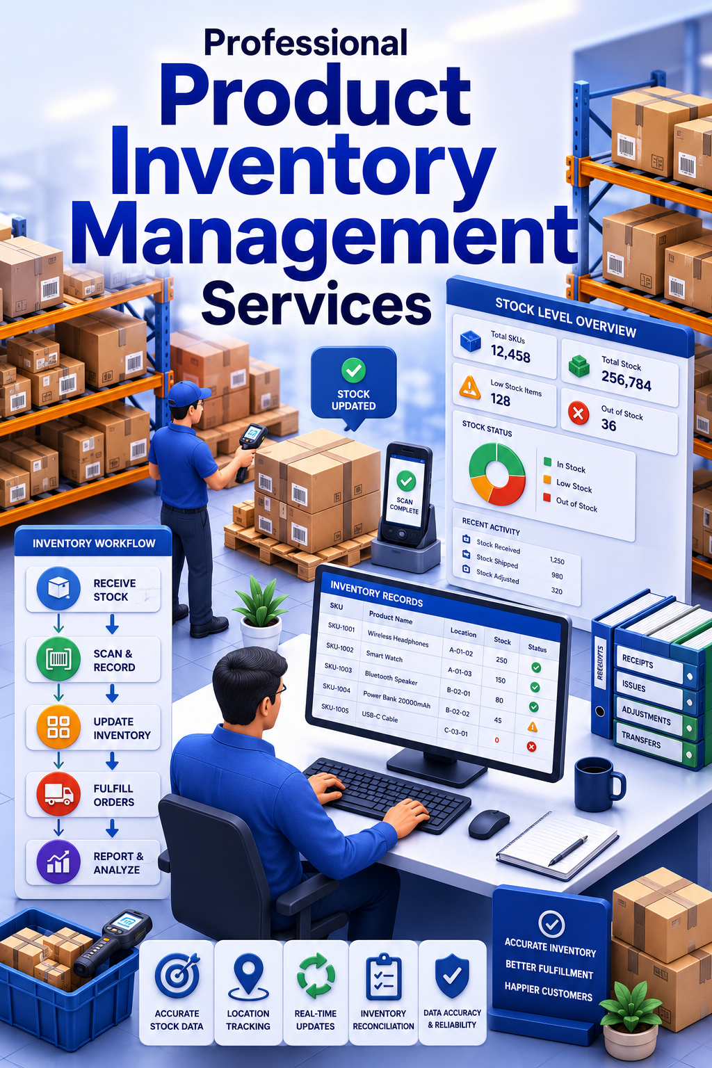 Shri Data Entry Services team working on Product Inventory Management Services projects