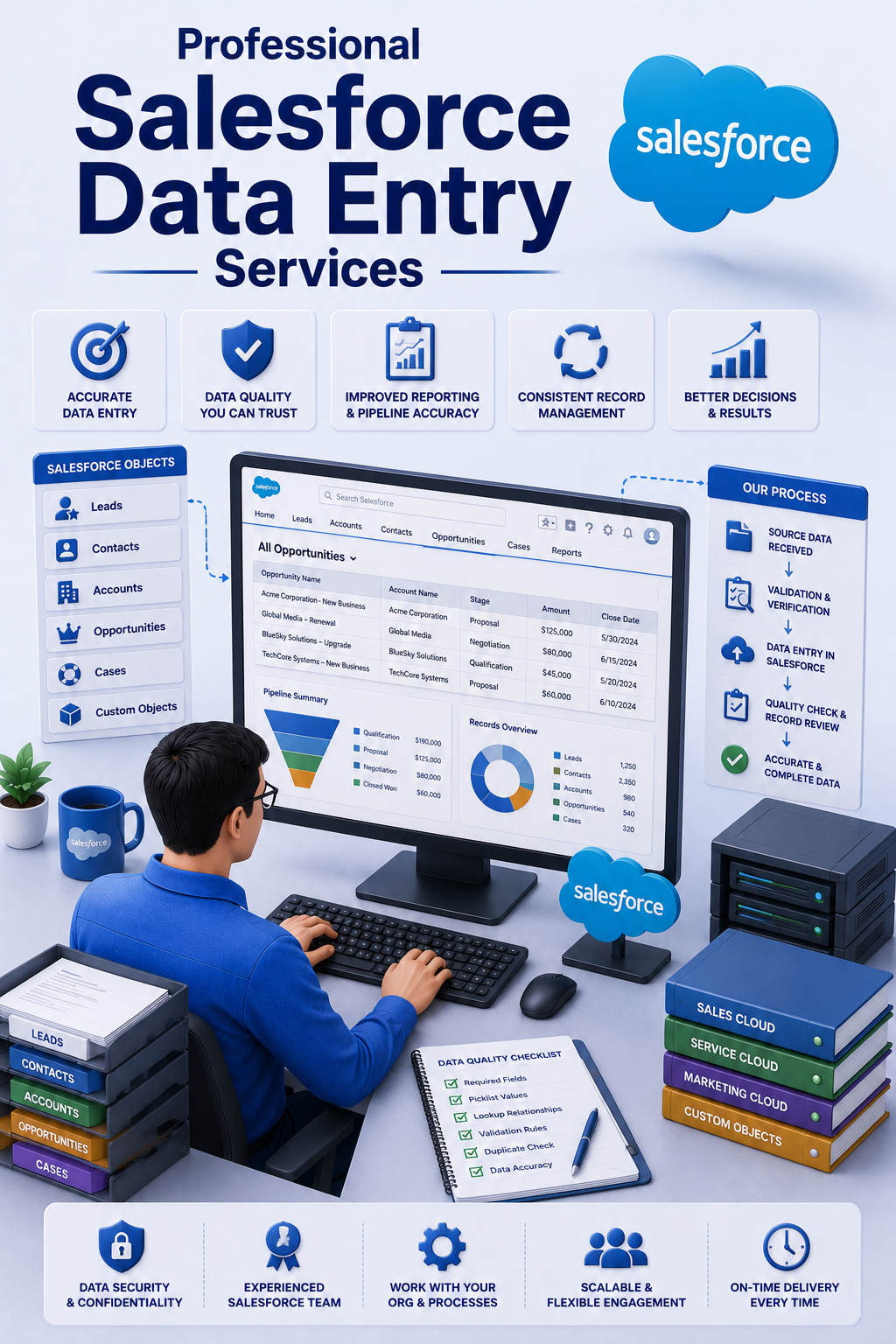 Shri Data Entry Services team working on Salesforce Data Entry Services projects