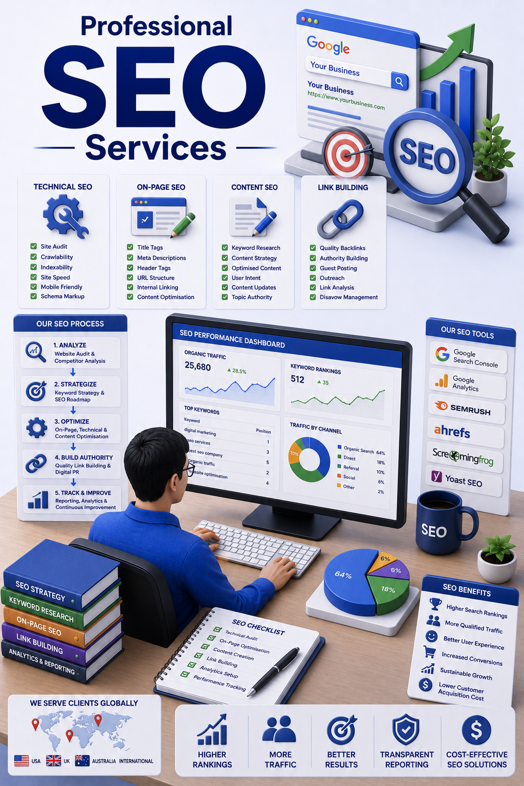Shri Data Entry Services team working on SEO Services projects