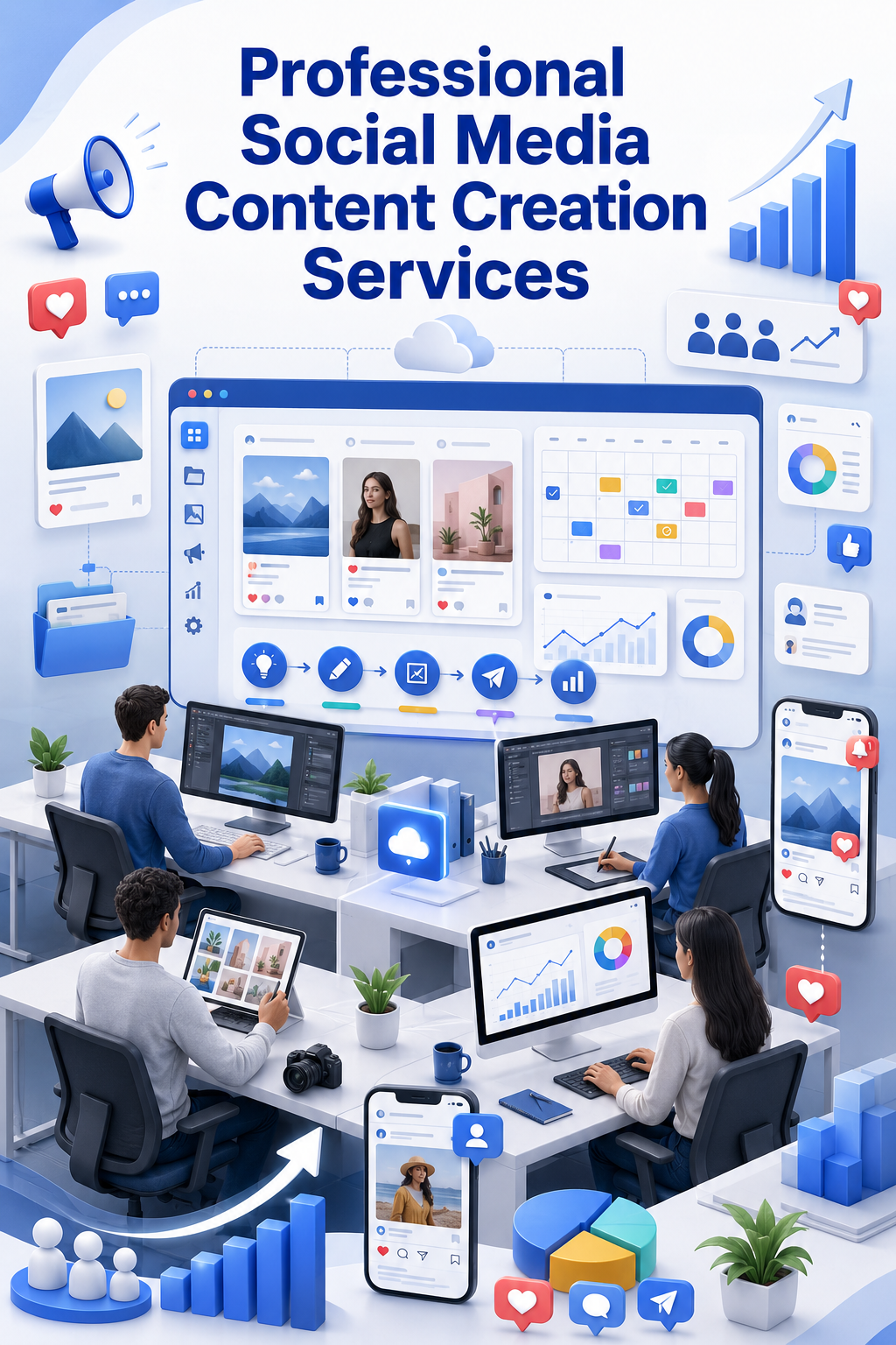 Shri Data Entry Services team working on Social Media Content Creation Services projects