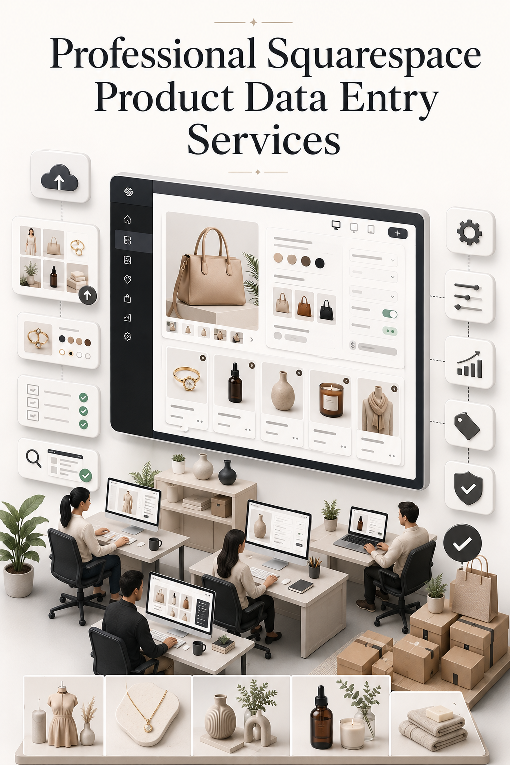 Shri Data Entry Services team working on Squarespace Product Data Entry Services projects