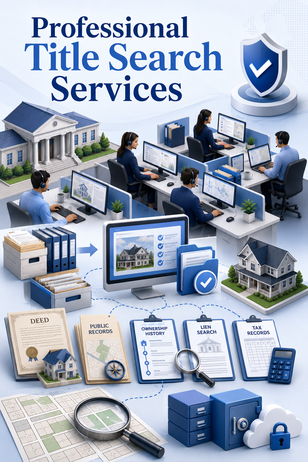 Shri Data Entry Services team working on Title Search Services projects