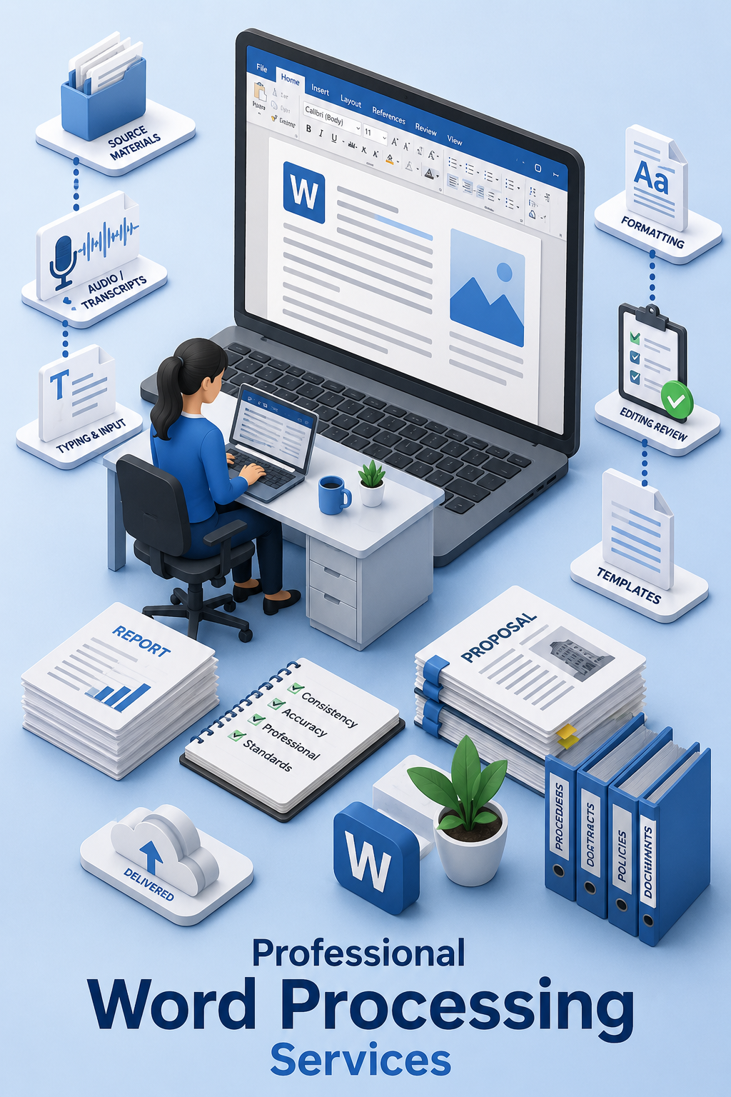 Shri Data Entry Services team working on Word Processing Services projects